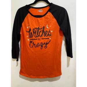 Joe Boxer Halloween Kmart-TShirt  Large Black Orange Woman's Size L